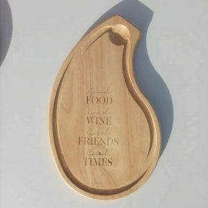 Planche apéro en bois - Good Food Good Wine - 32x19cm