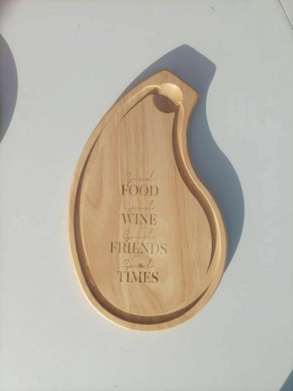 Planche apéro en bois - Good Food Good Wine - 32x19cm