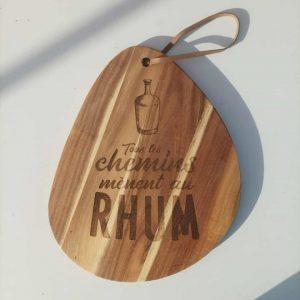 Planche apéro en bois - Tout les chemins Rhum - 36x28cm