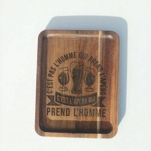 Planche apéro en bois - C'est pas l'homme - 18x14cm