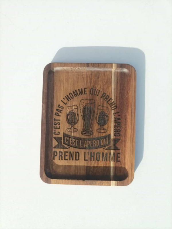 Planche apéro en bois - C'est pas l'homme - 18x14cm