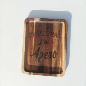 Planche apéro en bois - J'peux pas j'ai apéro - 18x14cm