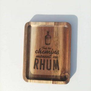 Planche apéro en bois - Tout les chemins Rhum - 18x14cm