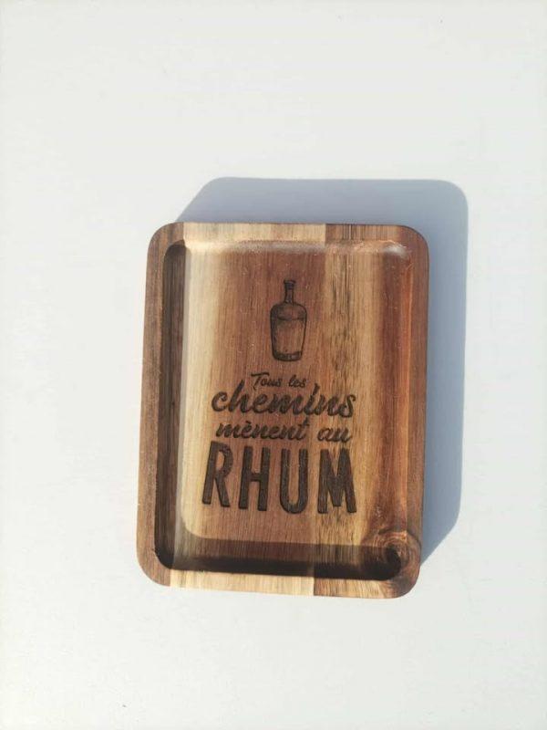 Planche apéro en bois - Tout les chemins Rhum - 18x14cm
