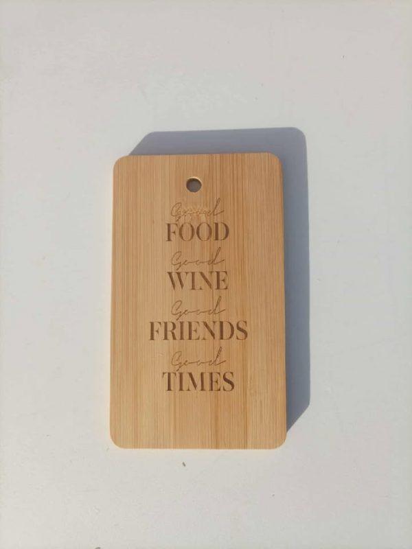 Planche apéro en bois - Good Food Good Wine - 18,5x11cm