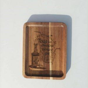 Planche apéro en bois - Tout les chemins Rhum - 18x14cm