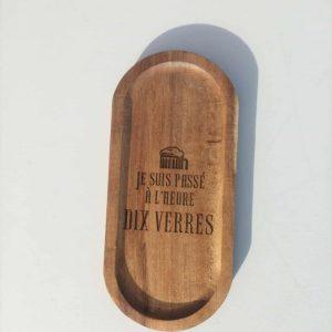 Planche apéro en bois - Je suis passé à l'heure dix verres - 22,5x10,5cm