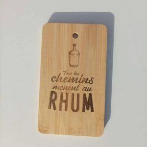 Planche apéro en bois - Tous les chemins mènent au rhum - 18,5x11cm