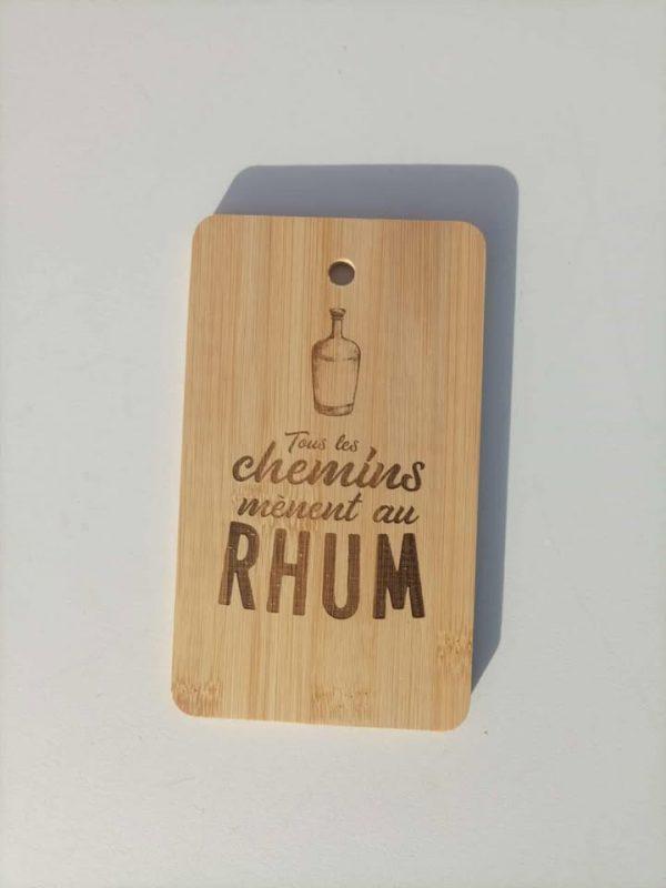 Planche apéro en bois - Tous les chemins mènent au rhum - 18,5x11cm