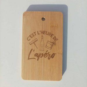 Planche apéro en bois - C'est l'heure de l'apéro - 18,5x11cm