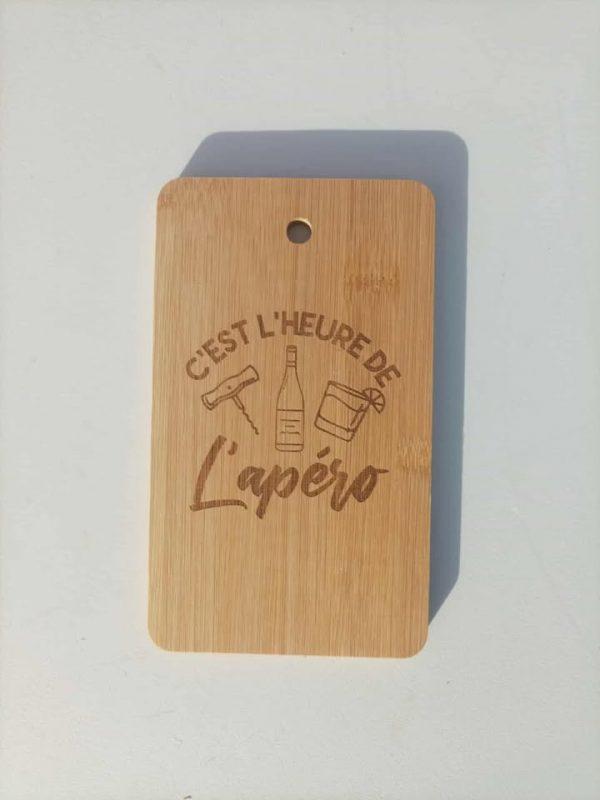 Planche apéro en bois - C'est l'heure de l'apéro - 18,5x11cm