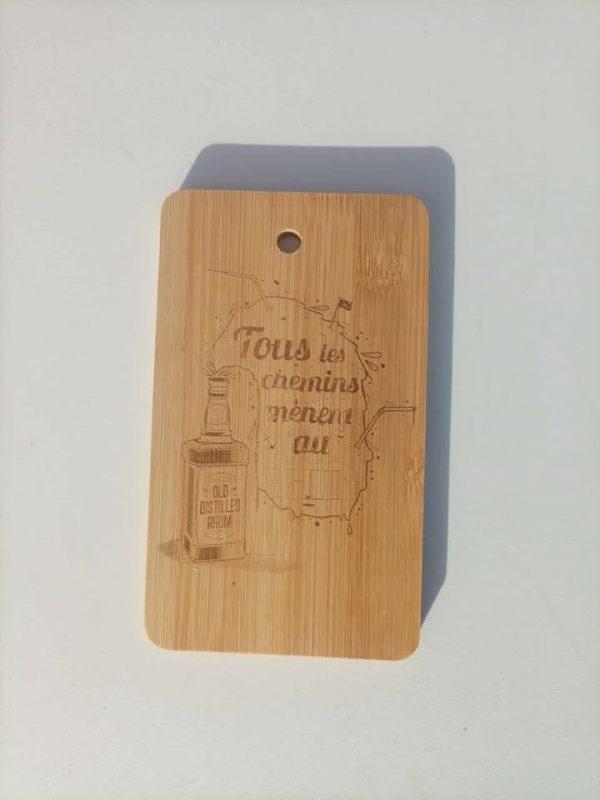 Planche apéro en bois - Tous les chemins mènent au rhum - 18,5x11cm