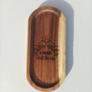 Planche apéro en bois - L’apéro c’est la vie - 22,5x10,5cm