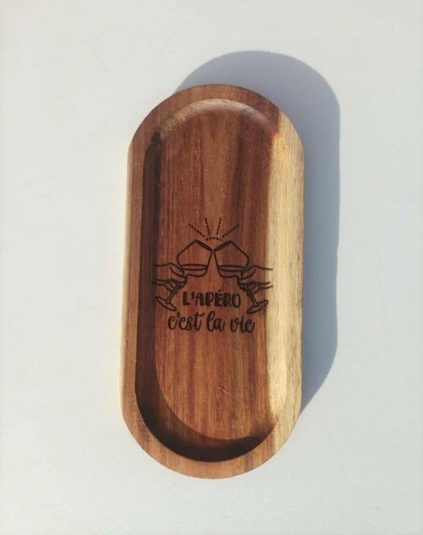 Planche apéro en bois - L’apéro c’est la vie - 22,5x10,5cm