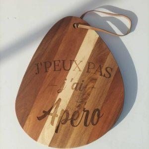 Planche apéro en bois - J'peux pas j'ai apéro - 36x28cm