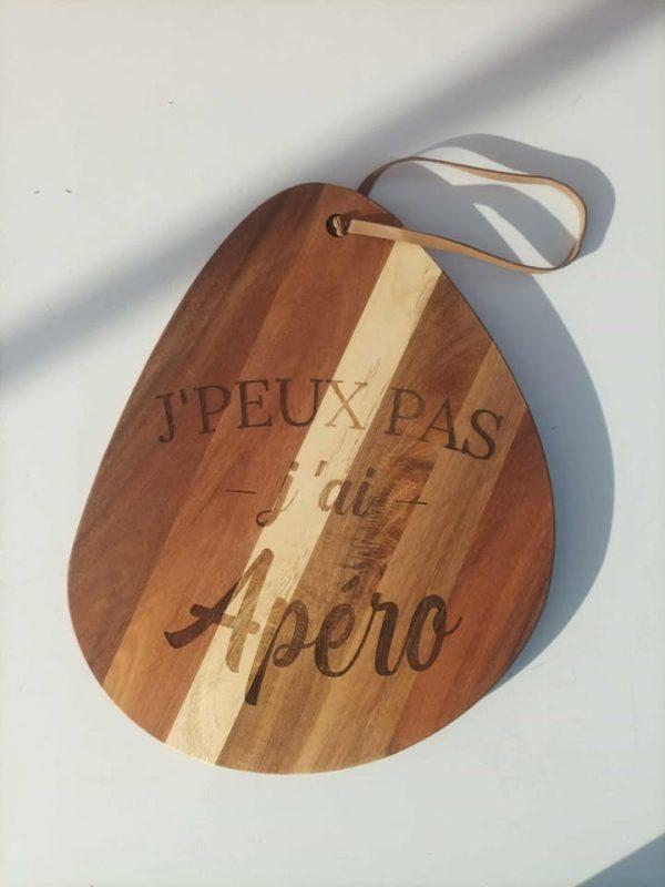 Planche apéro en bois - J'peux pas j'ai apéro - 36x28cm