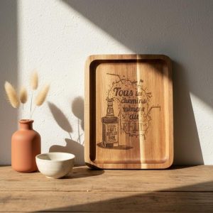 Planche apéro en bois - Tout les chemins Rhum - 18x14cm