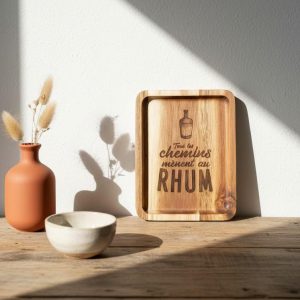 Planche apéro en bois - Tout les chemins Rhum - 18x14cm