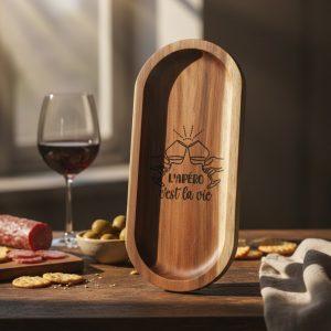 Planche apéro en bois - L’apéro c’est la vie - 22,5x10,5cm